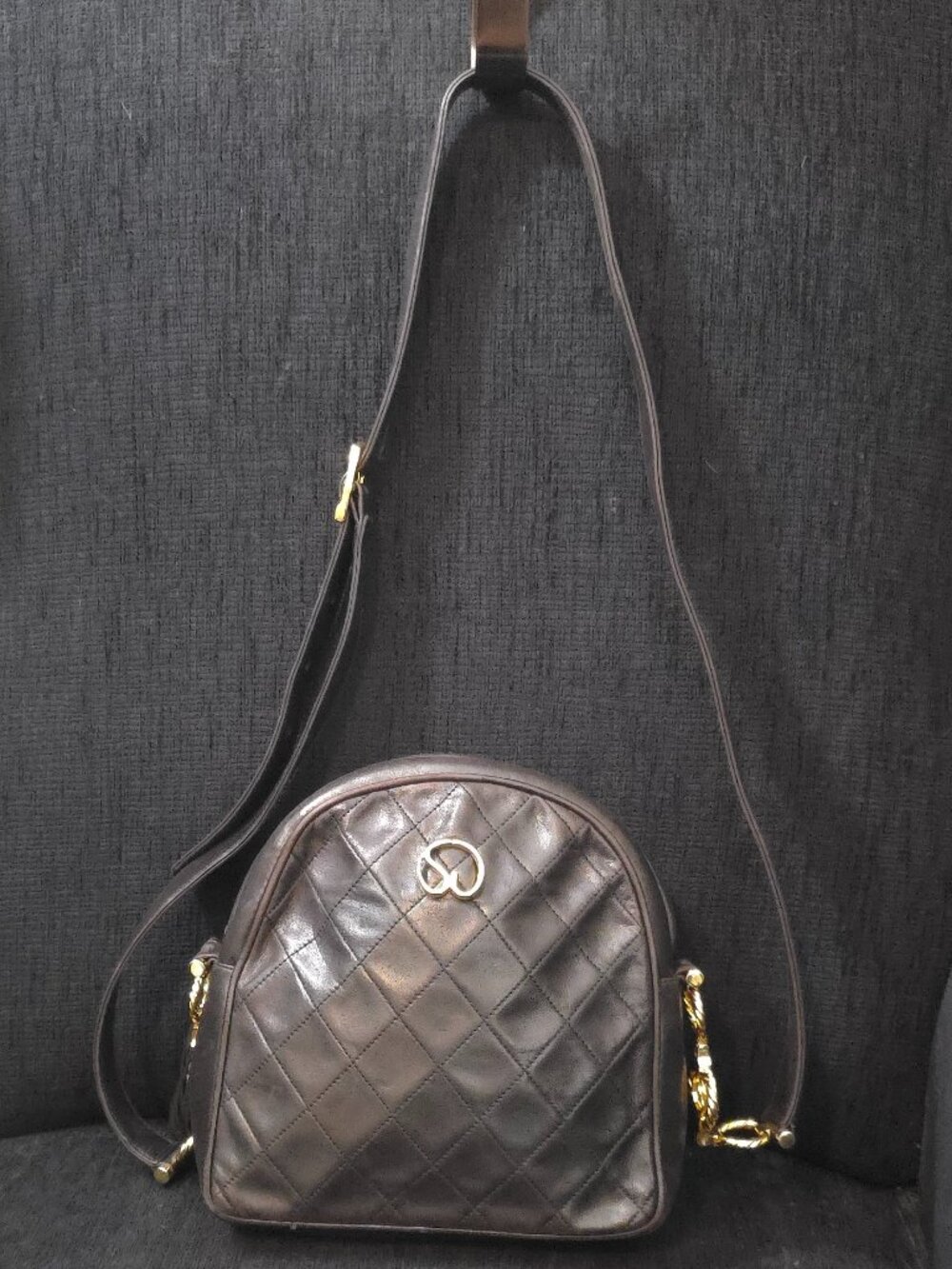 Vintage St. John Quilted Black Leather Shoulder Bag